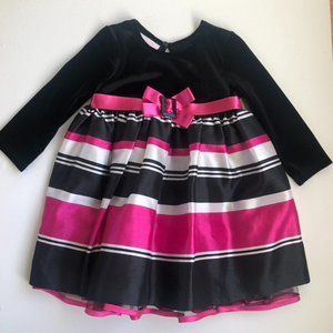 BONNIE BABY PINK STRIPED HOLIDAY DRESS SIZE 18 MONTHS